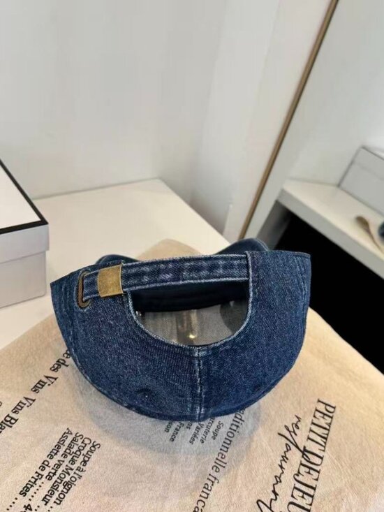 Chanel Blue Denim Baseball Cap with White CC Logo main image 2